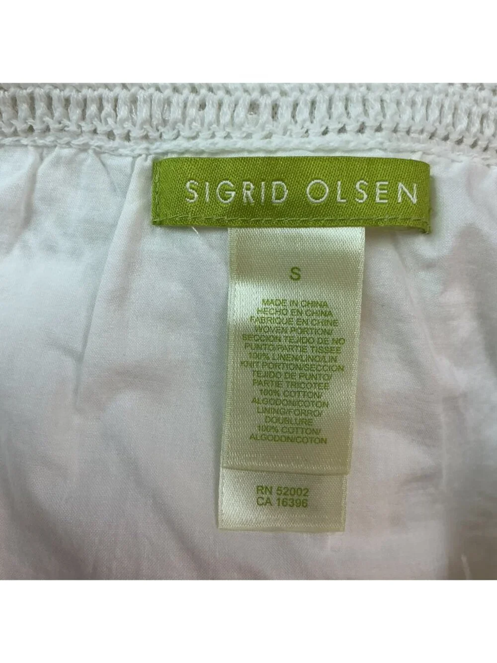 Sigrid Olsen White Crochet Diamond Pattern Cotton Skirt Size S